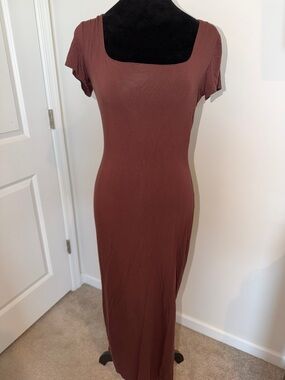 See You Monday Brown Square-Neck Maxi Dress